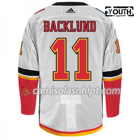 Camisola Calgary Flames MIKAEL BACKLUND 11 Adidas Branco Authentic - Criança